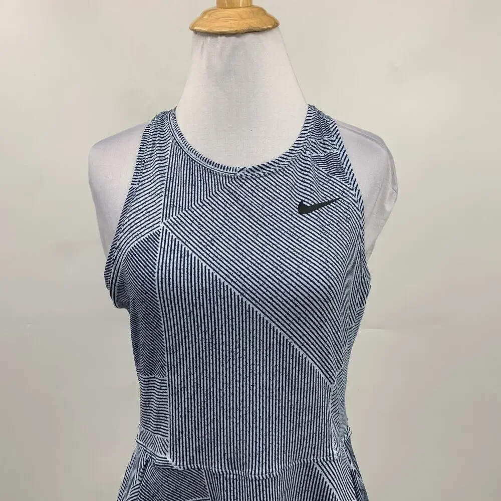 Nike Dress Womens S Small Gray Navy Court Dri Fit Advantage Cutout Back Tennis